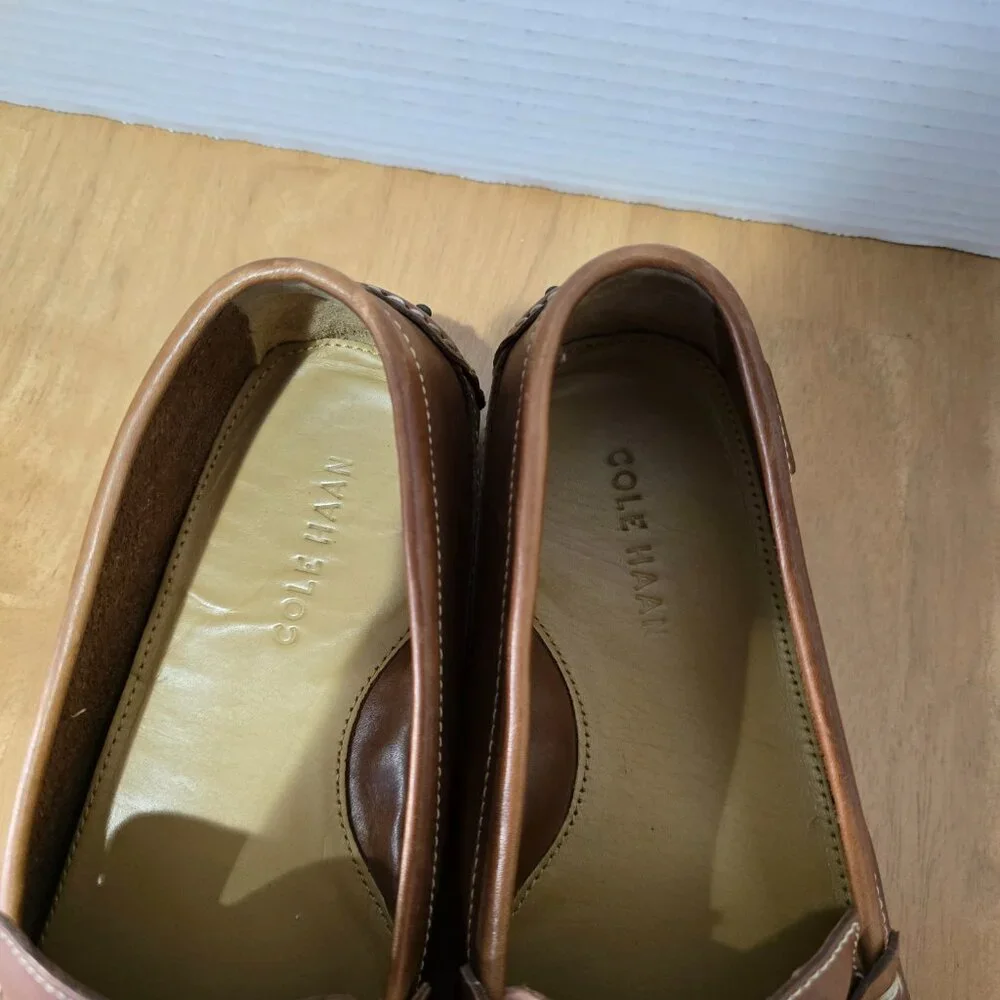 Cole Haan Men's Grant Canoe Leather Penny Driving Loafers C12134 Brown Size 10.5